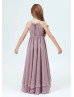 Mauve Pleated Chiffon Layered Junior Bridesmaid Dress